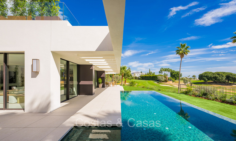 New, ultra-modern luxury villa for sale with architectural design, frontline golf Los Naranjos in Nueva Andalucia, Marbella 73100