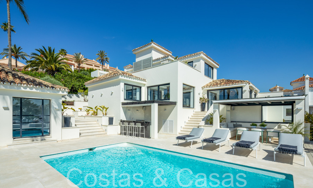 Stylishly renovated luxury villa with sea views for sale in Nueva Andalucia's golf valley, Marbella 67752
