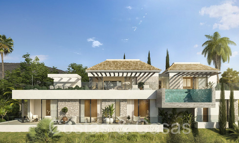 Luxurious new-build villa with chic Mediterranean architecture for sale, a stone's throw from the golf course in Elviria, Marbella 68677