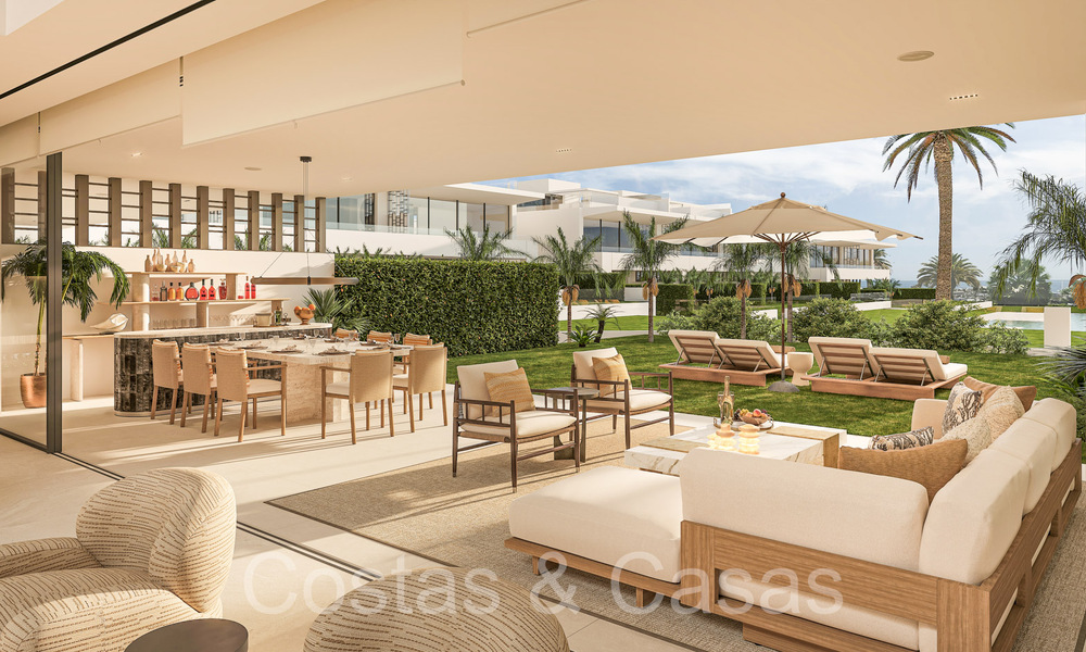 Resale! Ultra-modern designer home for sale in a prime complex on Marbella's Golden Mile. Ready to move in. 69070