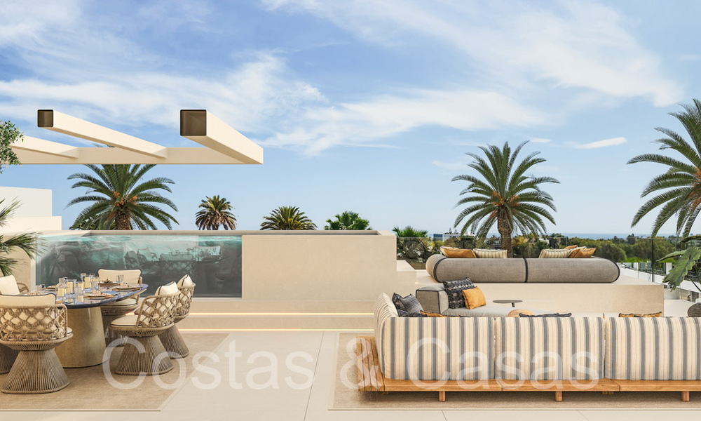 Resale! Ultra-modern designer home for sale in a prime complex on Marbella's Golden Mile. Ready to move in. 69082