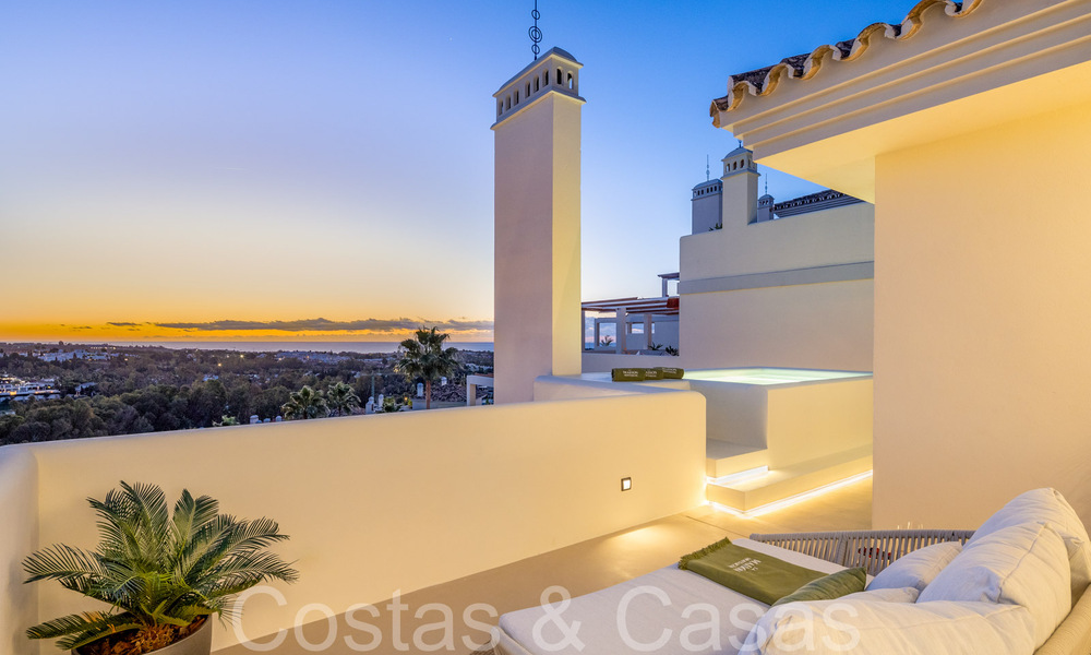 Prime duplex penthouse with panoramic sea views and private plunge pool for sale in Nueva Andalucia, Marbella 69454