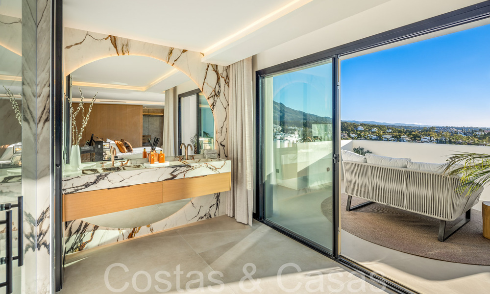 Prime duplex penthouse with panoramic sea views and private plunge pool for sale in Nueva Andalucia, Marbella 69460