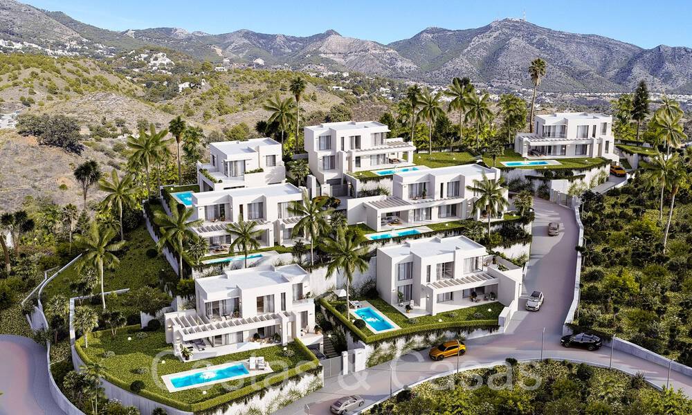 7 advanced new build villas with panoramic sea views for sale in the hills of Mijas Pueblo, Costa del Sol 70100