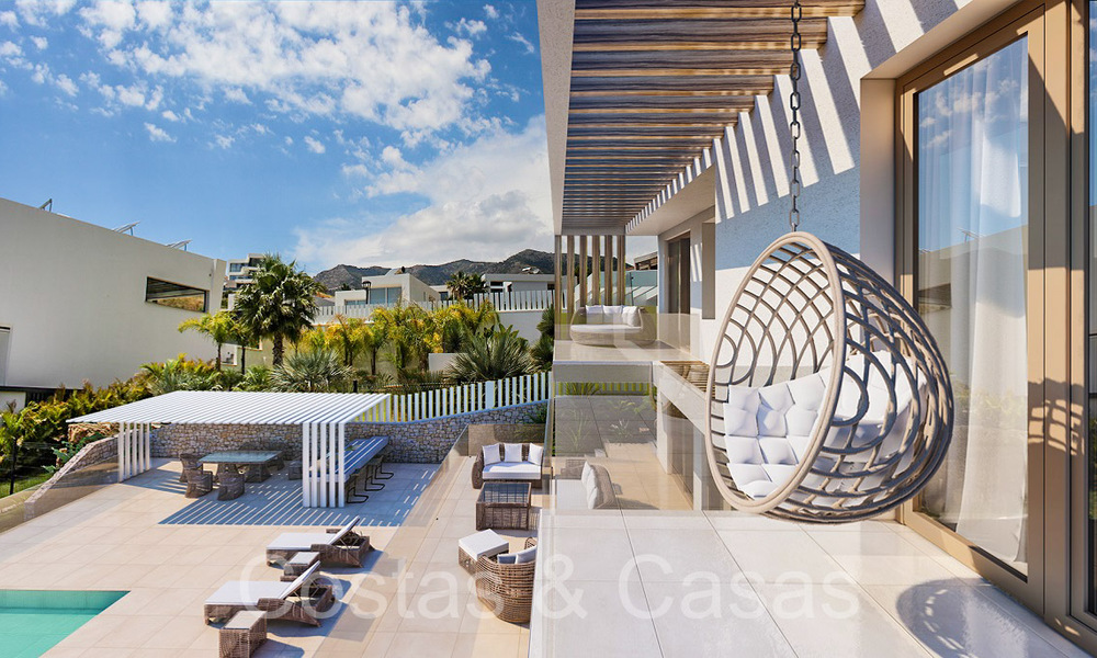 Off-plan, modernist new build villa for sale with panoramic sea views in Mijas, Costa del Sol 70138