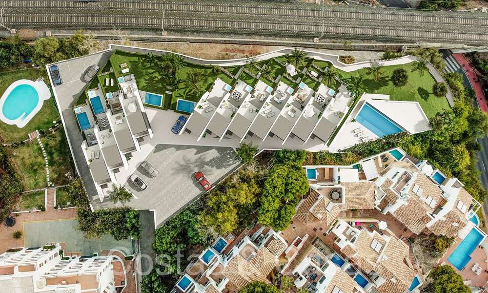 New on the market! Modern innovative townhouses with private garden and sea view for sale in Fuengirola, Costa del Sol 70168