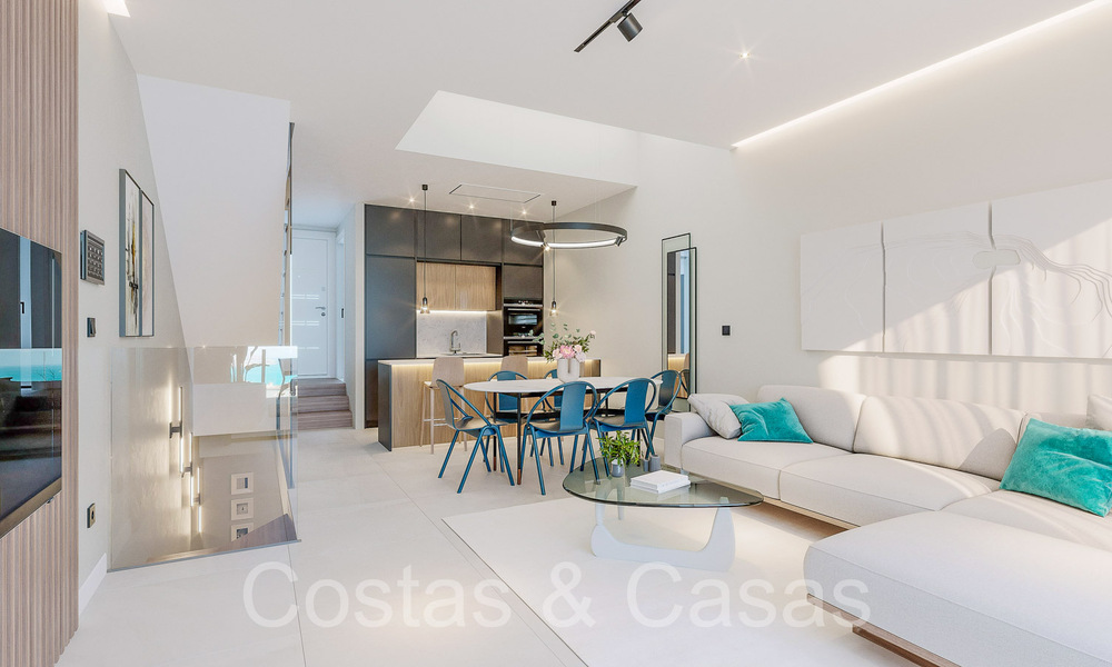 New on the market! Modern innovative townhouses with private garden and sea view for sale in Fuengirola, Costa del Sol 70169