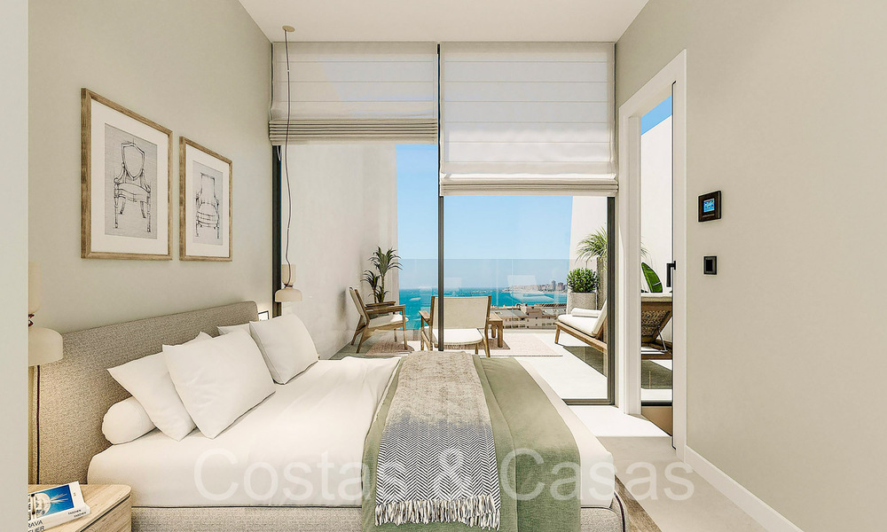 New on the market! Modern innovative townhouses with private garden and sea view for sale in Fuengirola, Costa del Sol 70172