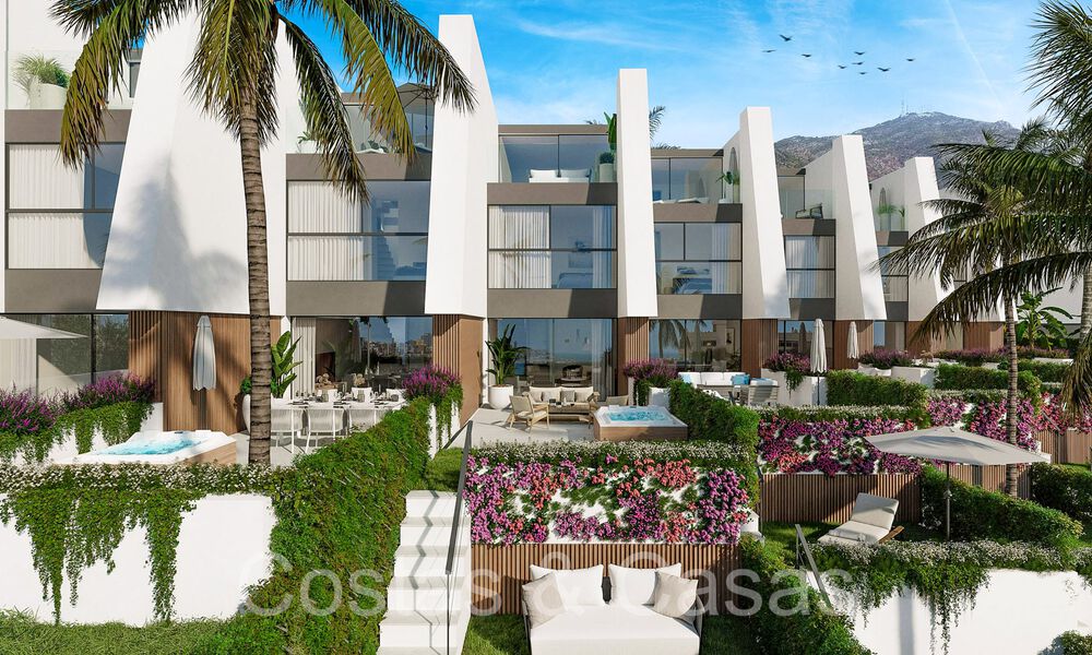 New on the market! Modern innovative townhouses with private garden and sea view for sale in Fuengirola, Costa del Sol 70174