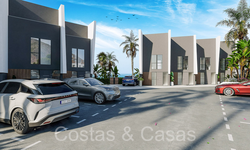 New on the market! Modern innovative townhouses with private garden and sea view for sale in Fuengirola, Costa del Sol 70176