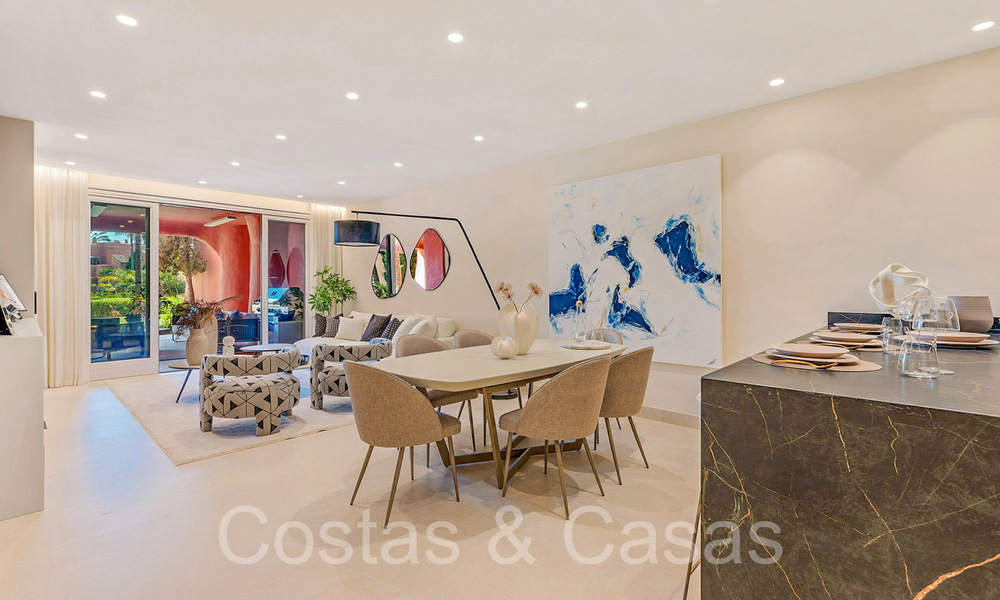 Luxurious ground floor apartment for sale in a five star beach complex on the New Golden Mile between Marbella and Estepona 71364