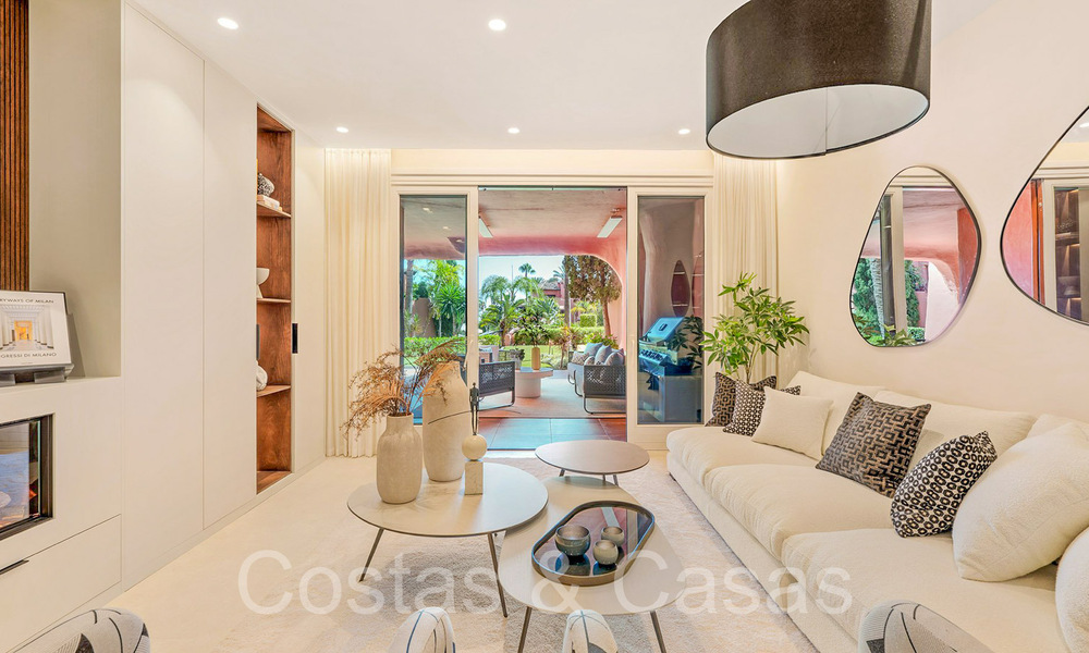 Luxurious ground floor apartment for sale in a five star beach complex on the New Golden Mile between Marbella and Estepona 71366