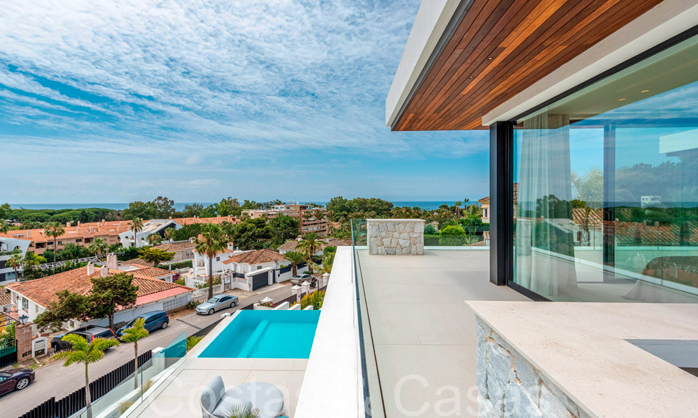 New and move-in ready, modern style villa for sale with sea views, beachside east of Marbella city centre 71449