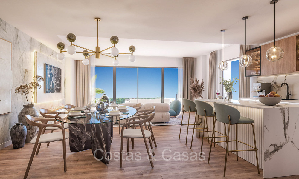 Resale! New build townhouse for sale with golf and sea views, a stone's throw from the Golf Club in Mijas Costa, Costa del Sol 74019