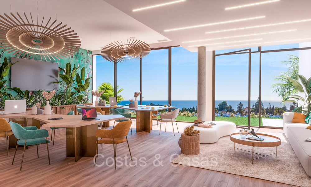 Resale! New build townhouse for sale with golf and sea views, a stone's throw from the Golf Club in Mijas Costa, Costa del Sol 74020