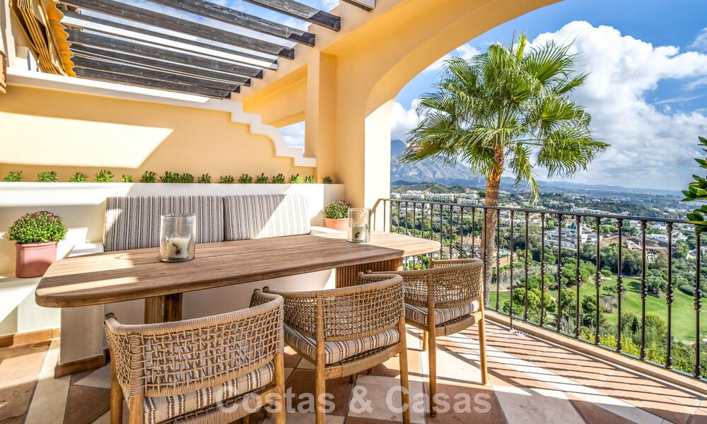 Frontline golf penthouse with magnificent golf and sea views for sale in a gated community in Benahavis - Marbella 74739