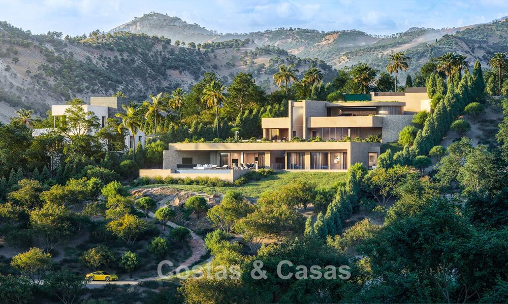 High-end designer villa with panoramic mountain and sea views for sale in a gated residential resort in Benahavis - Marbella 74904