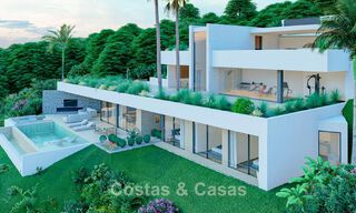 High-end designer villa with panoramic mountain and sea views for sale in a gated residential resort in Benahavis - Marbella 74908 