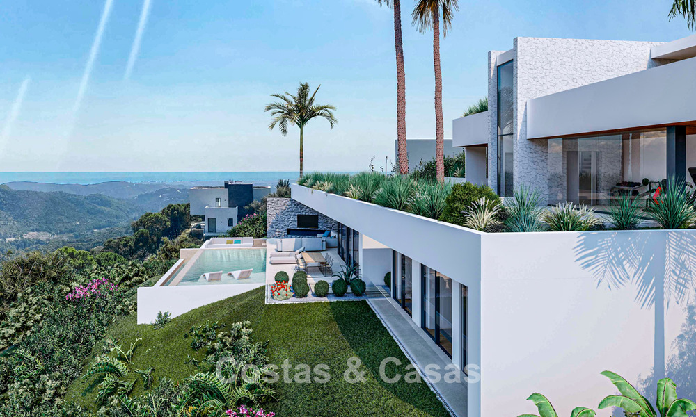 High-end designer villa with panoramic mountain and sea views for sale in a gated residential resort in Benahavis - Marbella 74915