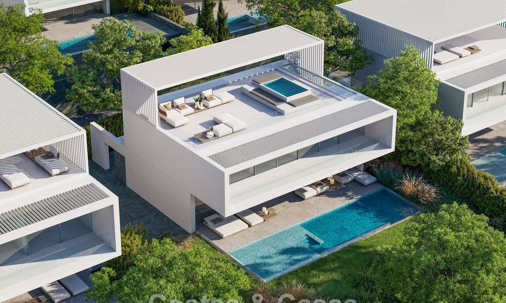 High-tech designer villas for sale in a natural setting on the golf course in Estepona 774446