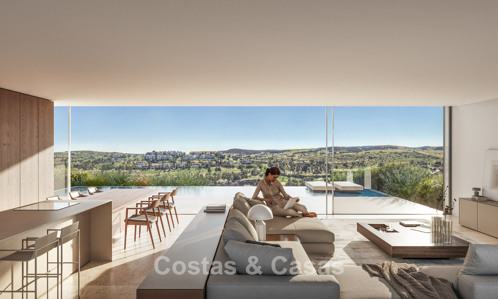 High-tech designer villas for sale in a natural setting on the golf course in Estepona 774460