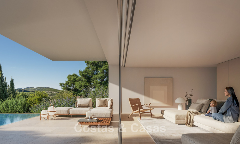 High-tech designer villas for sale in a natural setting on the golf course in Estepona 774464